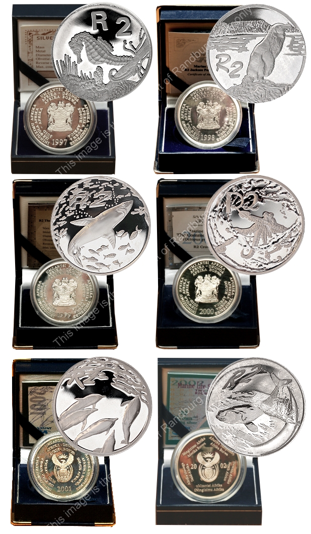 1997 to 2002 R2 Sterling Silver Marine Coin Series RSA Silver
